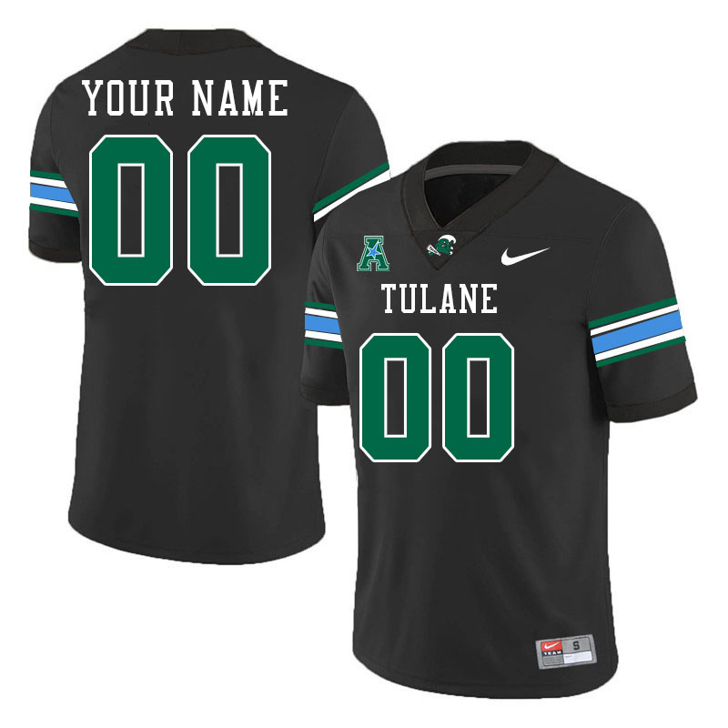 Custom Tulane Green Wave Name And Number Football Jersey-Black